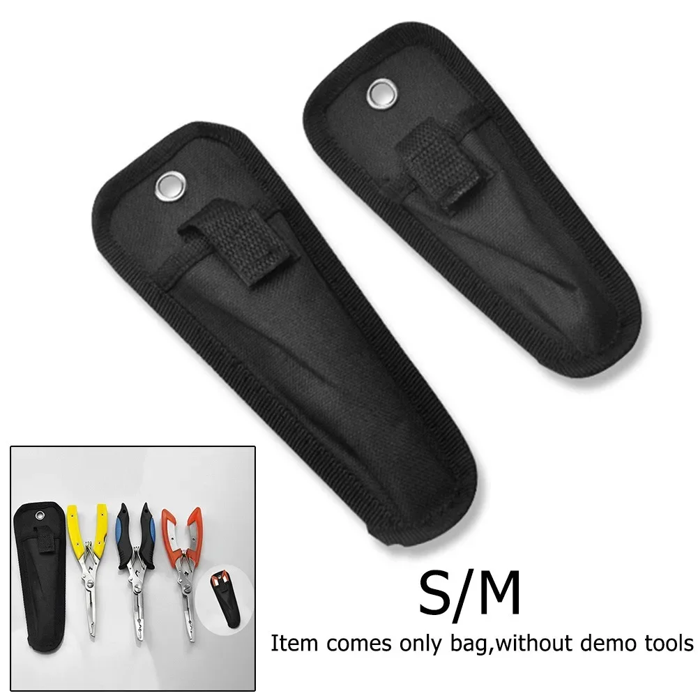 Fishing Hook Remover - 1 個の丈夫なフィッシングプライヤーバッグオックスフォード布素材の魚リップフックリムーバーツール収納タックルポーチブラック M 18 5*7 センチメートル