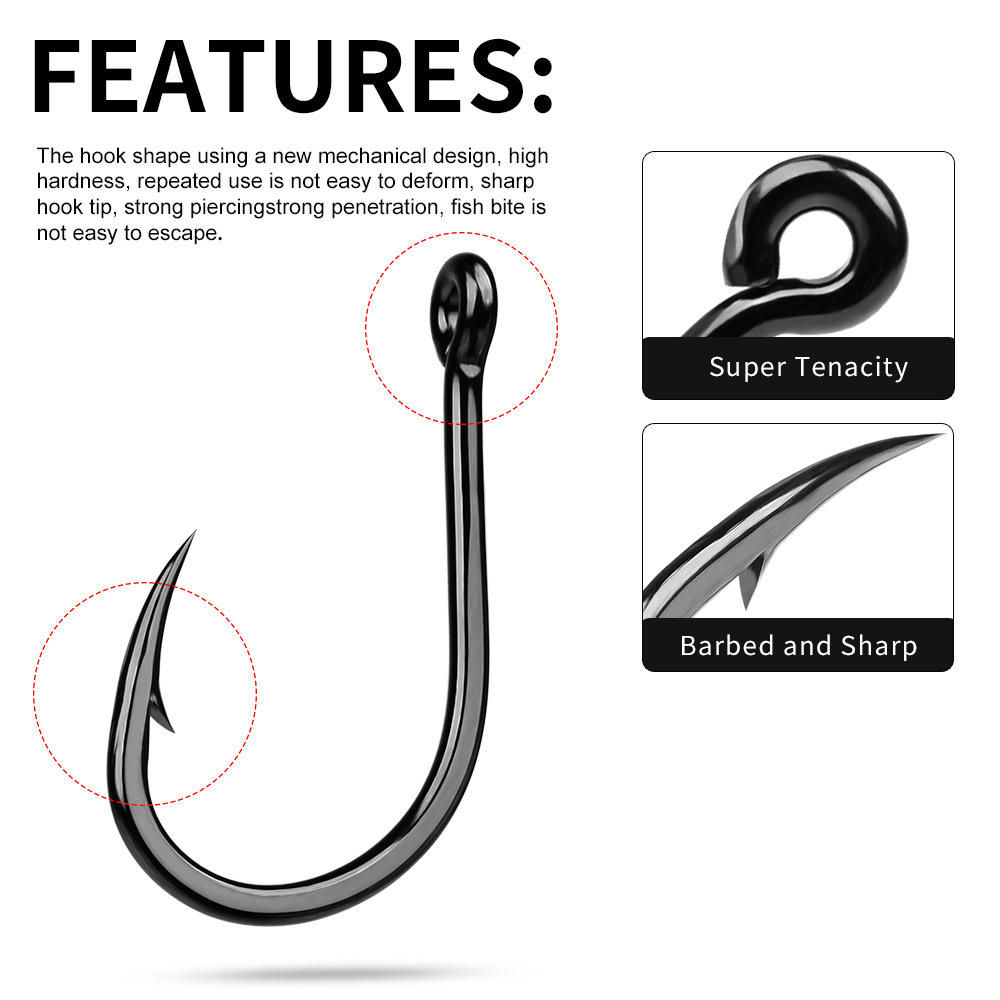 10 個高炭素鋼有刺鉄線チューブアイ釣りフックリング付き海水 - Fishing Hook Assortment のレビューと価格